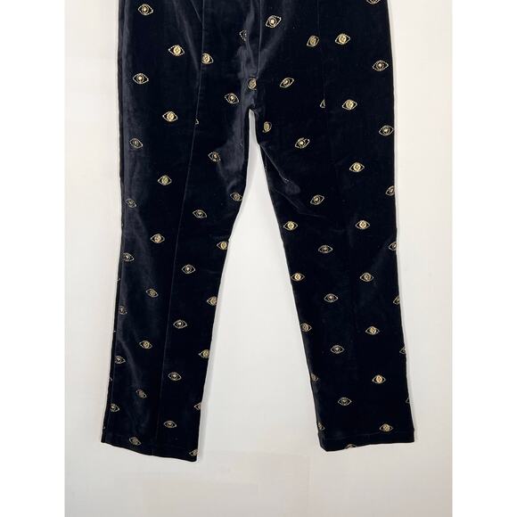 Misa Los Angeles Velvet Embroidered Evil Eye High Rise Pants Black Womens Size 0 - Picture 10 of 10